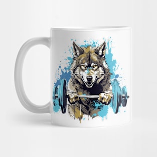 wolf at gym Mug